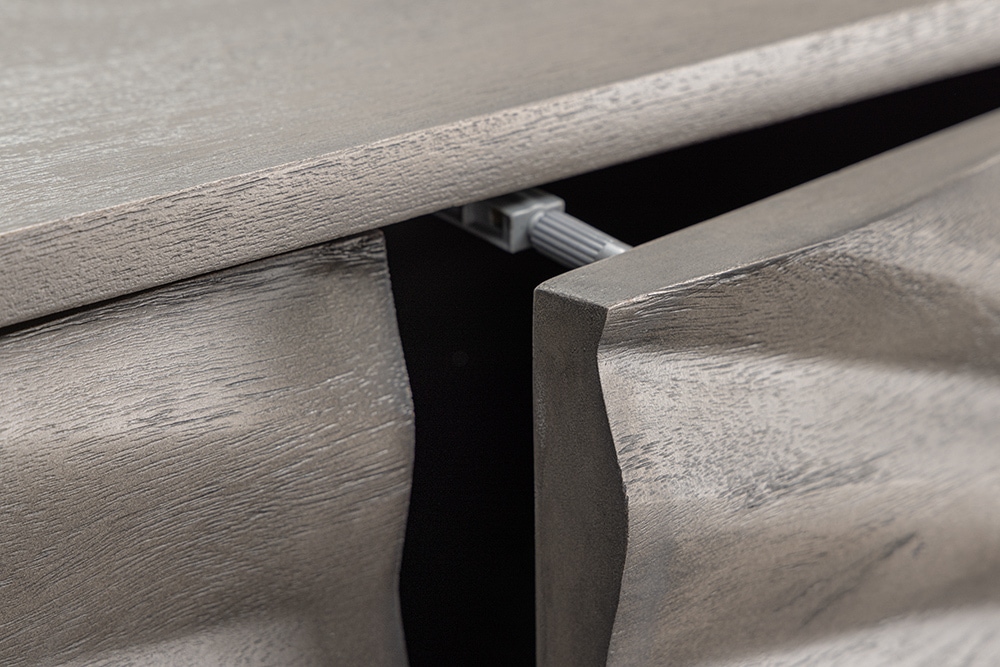 Massivholz Sideboard HURRICANE 175cm grau Akazie 3D-Design