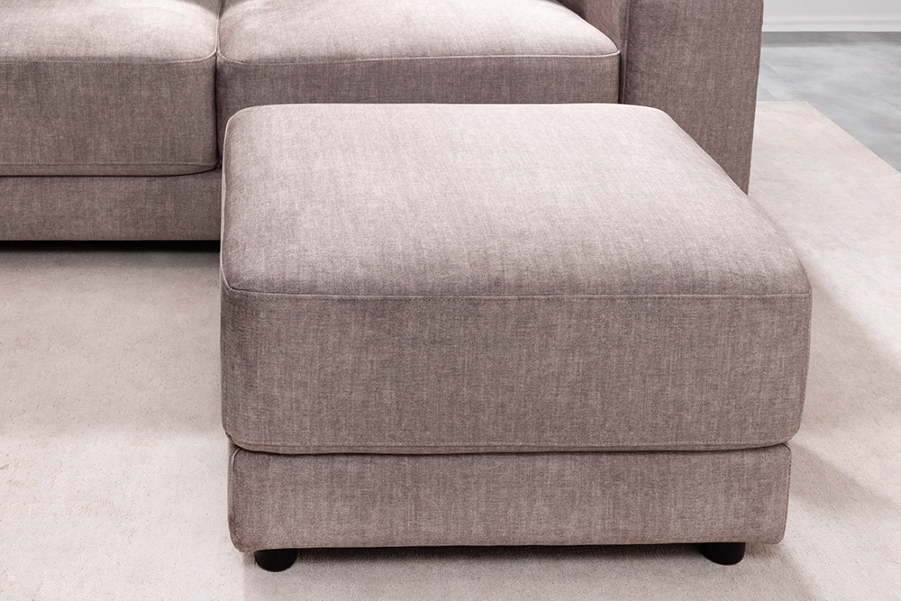 Moderner Hocker LOFT 75cm taupe Vogue Velours Samt Nosagfederung Taschenfederkern