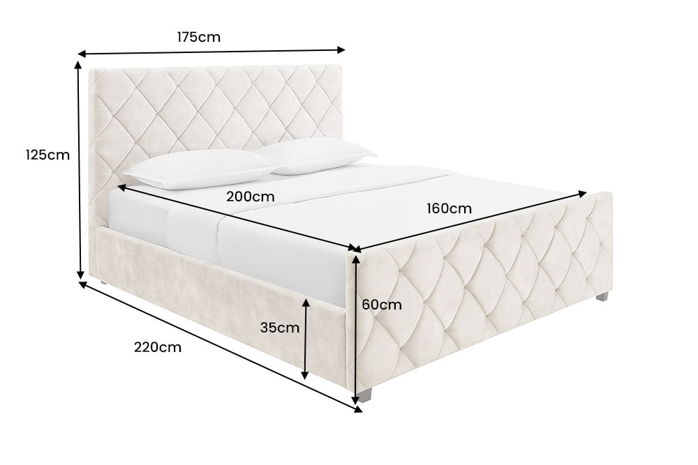 Design Boxbett ELYSIUM 160x200cm champagner beige Samt mit Stauraum und Lattenrost