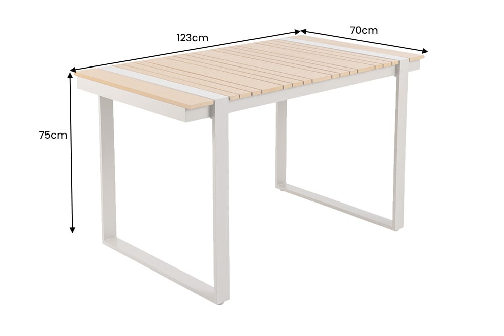Wetterfester Gartentisch TAMPA LOUNGE 125cm greige natur Aluminium Metall Holz-Design Outdoor