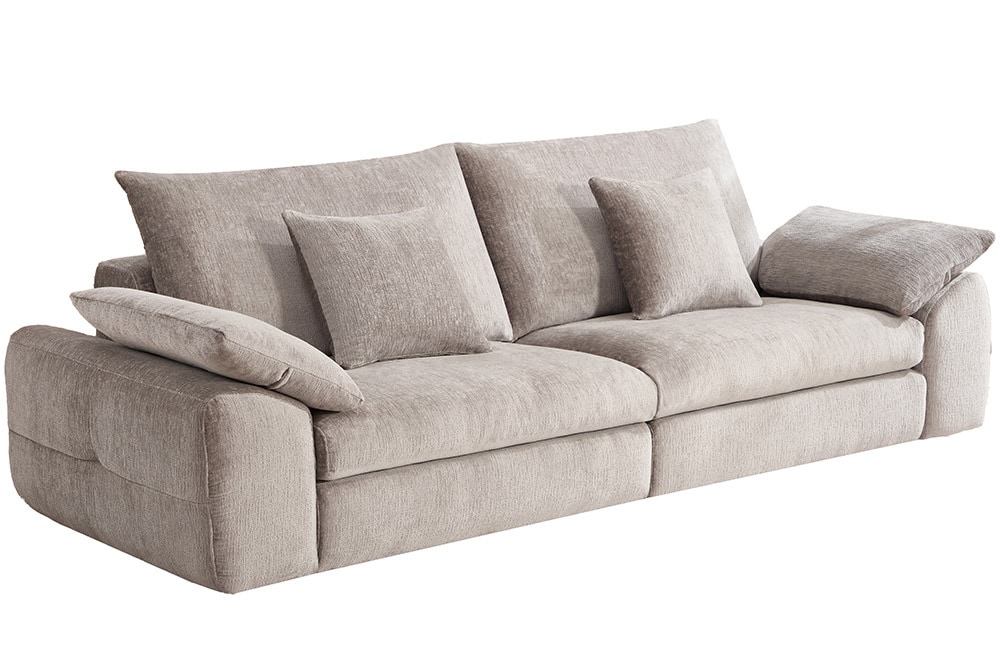 Stilvolles Big Sofa SOHO 260cm beige Chenille 4-Sitzer Couch mit Wellenunterfederung