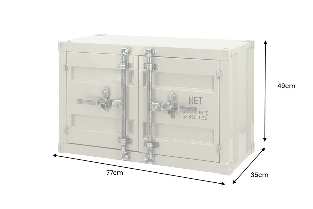 Container-Schrank GLOBETROTTER 80cm greige Metall Couchtisch mit Flügeltüren Kommode
