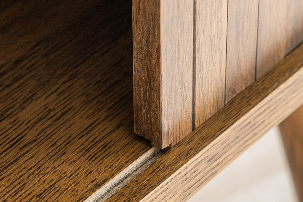 Retro Sideboard VALHALLA WOOD 160cm smoked Eichenholz Schiebetüren
