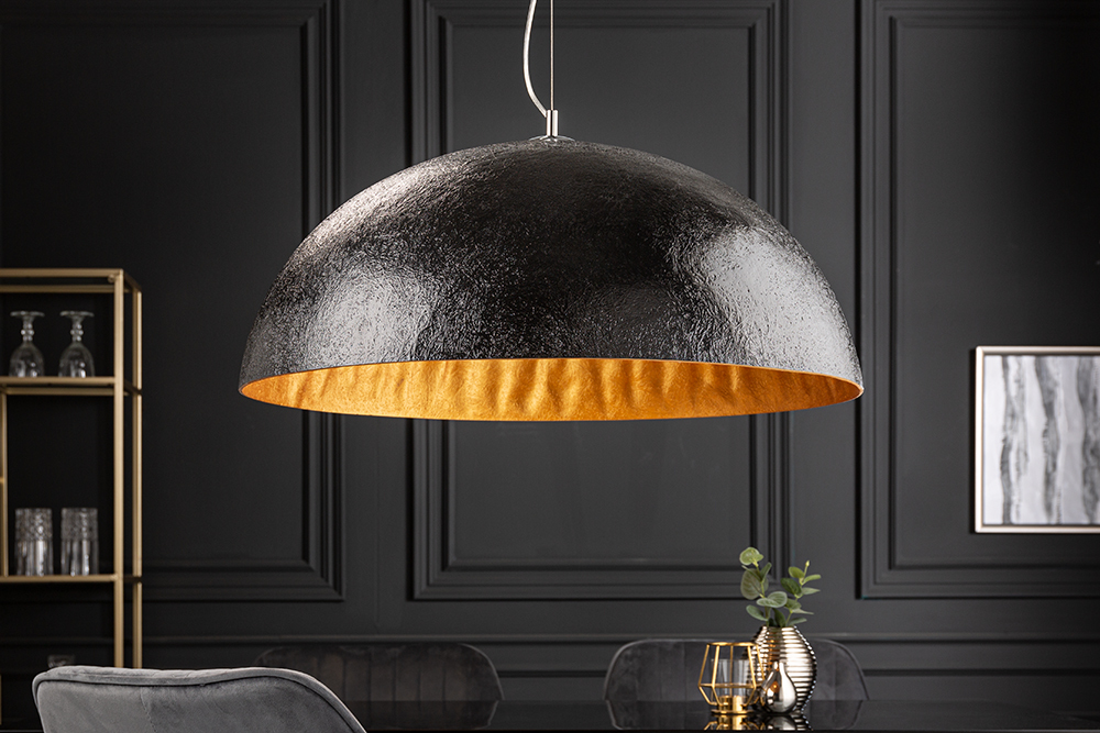 Elegante Design Hängeleuchte GLOW 70cm schwarz gold Hängelampe