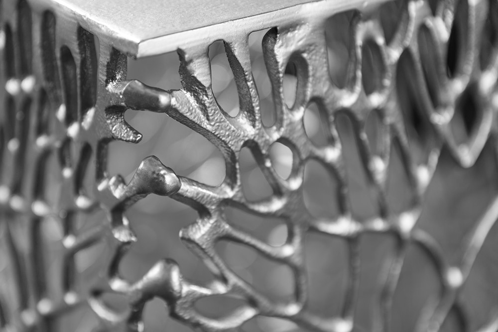 Filigranes Beistelltisch 2er Set ABSTRACT LEAF 45cm silber Handarbeit