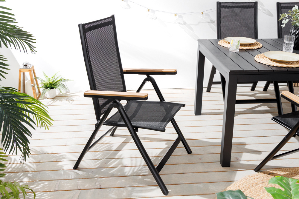 Outdoor Gartenstuhl DESIGNO anthrazit Aluminium klappbar wetterfest Hochlehner