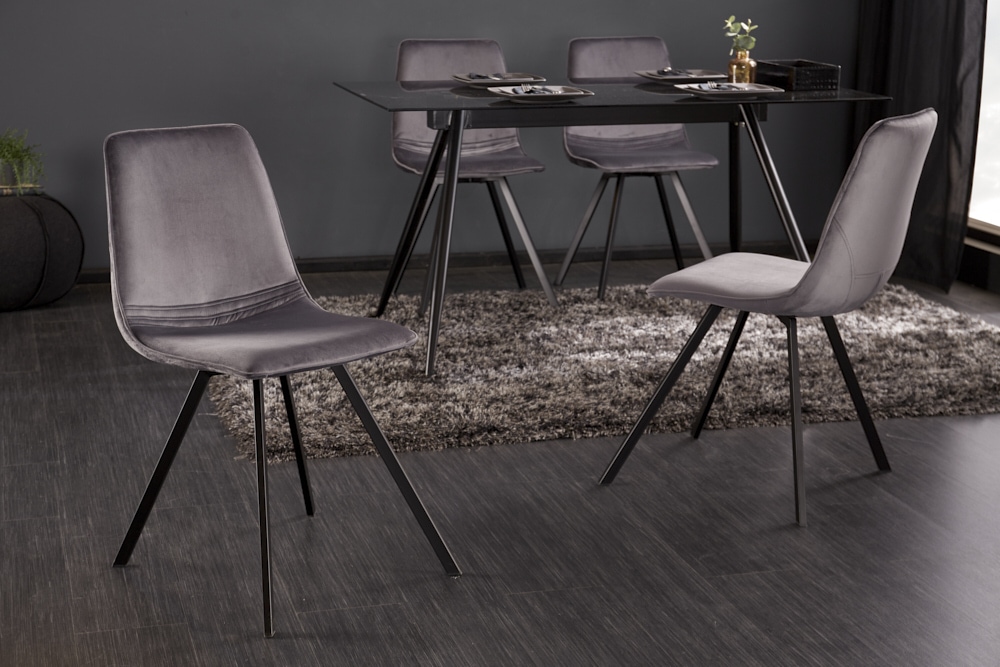 Retro Stuhl AMSTERDAM CHAIR dunkelgrau Samt Designklassiker