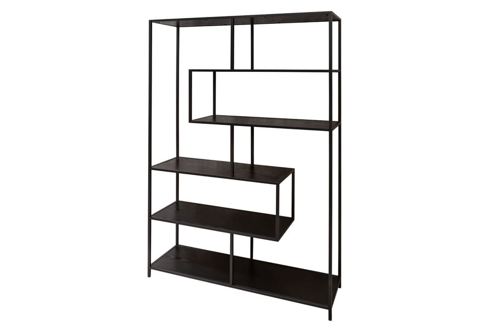 Industrial Bücherregal SLIM LINE 185x114cm Esche schwarz sechs Regalböden
