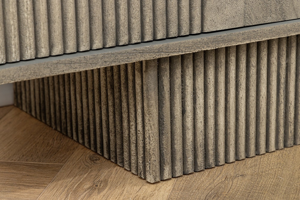 Design Sideboard ART DECO 170cm grau smoked Mangoholz massiv 3D-Front