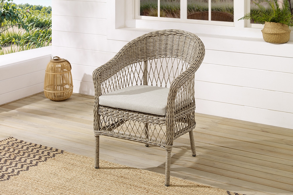 In- und Outdoor Garten-Set ELYSEE natur taupe Polyrattan Aluminium inkl. Tisch Kissen