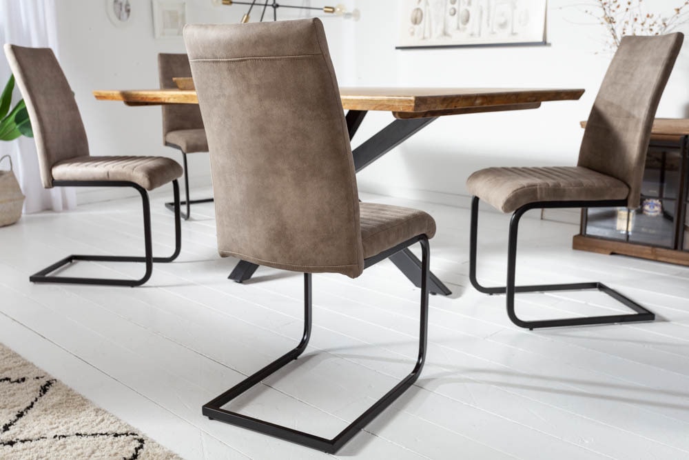 Industrial Freischwinger Stuhl APARTMENT antik taupe mit Metallgestell