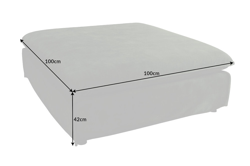 Großer Hussenhocker HEAVEN 100cm dunkelgrün Samt Landhausstil Sofahocker waschbarer Bezug