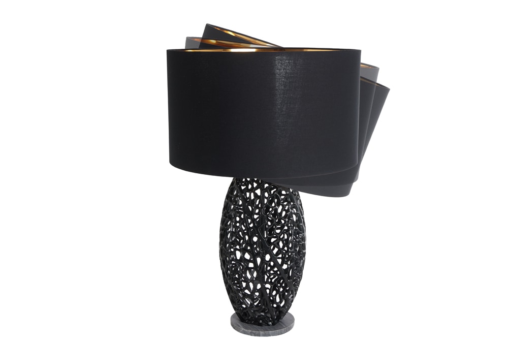 Design Tischlampe ABSTRACT LEAF schwarz Metall Marmorfuß handmade