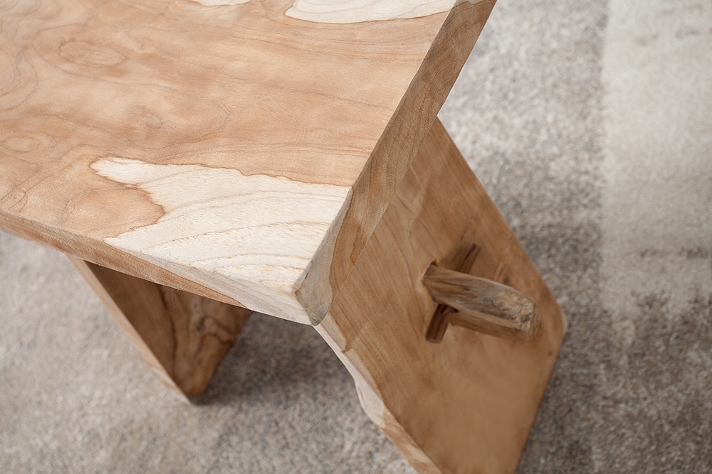Massiver Hocker ZEN 40cm Teakholz Beistelltisch