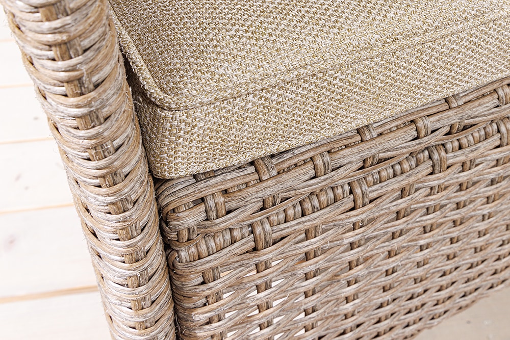 Moderne Gartenbank PORTOFINO 140cm natur beige Polyrattan Sitzbank mit Tisch wetterfest