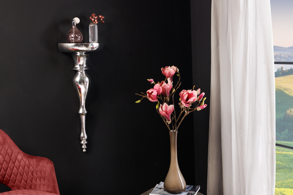 Barocke Wandkonsole SCALA 60cm silber Aluminium Wandregal