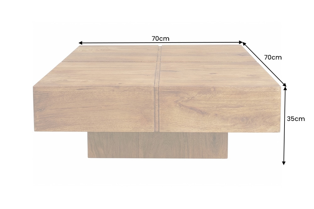 Massiver Couchtisch BOLT 70cm braun Mangoholz honey finish handmade