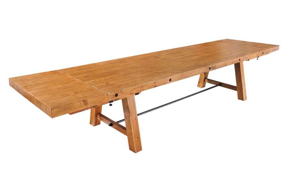 Massiver Esstisch FINCA 300-400cm vintage braun verlängerbar Pinienholz Bohlenoptik