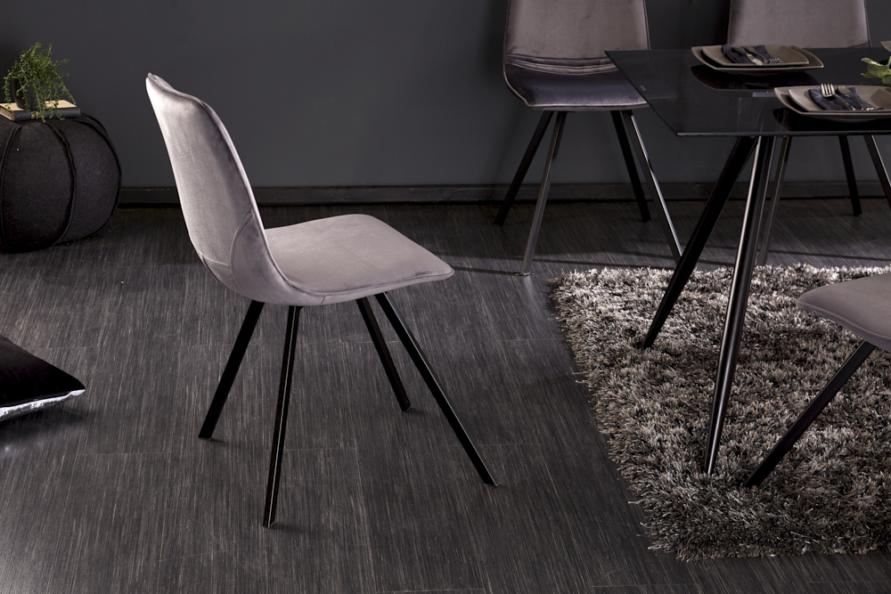 Retro Stuhl AMSTERDAM CHAIR dunkelgrau Samt Designklassiker