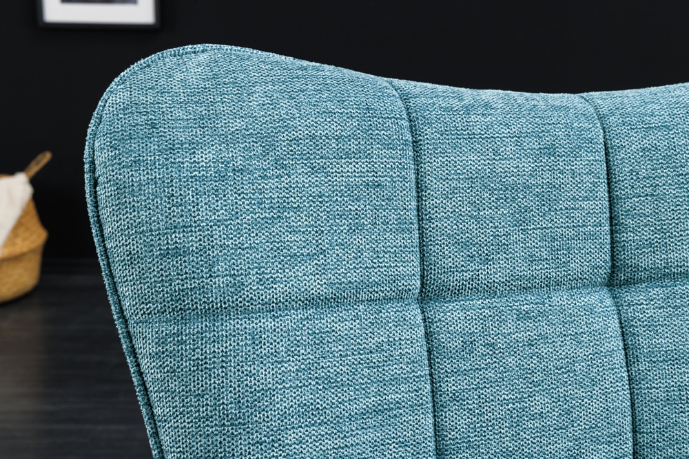 Moderner Sessel SCANDINAVIA blau Strukturstoff schwarz Metall mit Armlehne