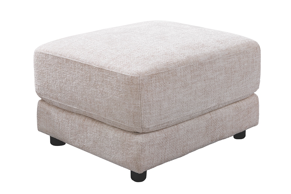 Moderner Hocker LOFT 75cm champagner beige Chenille Nosagfederung Taschenfederkern