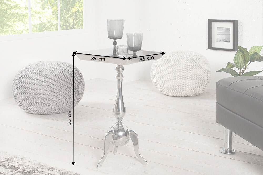 Filigraner Beistelltisch TRAYFUL 55cm silber Aluminium Tablett-Tisch