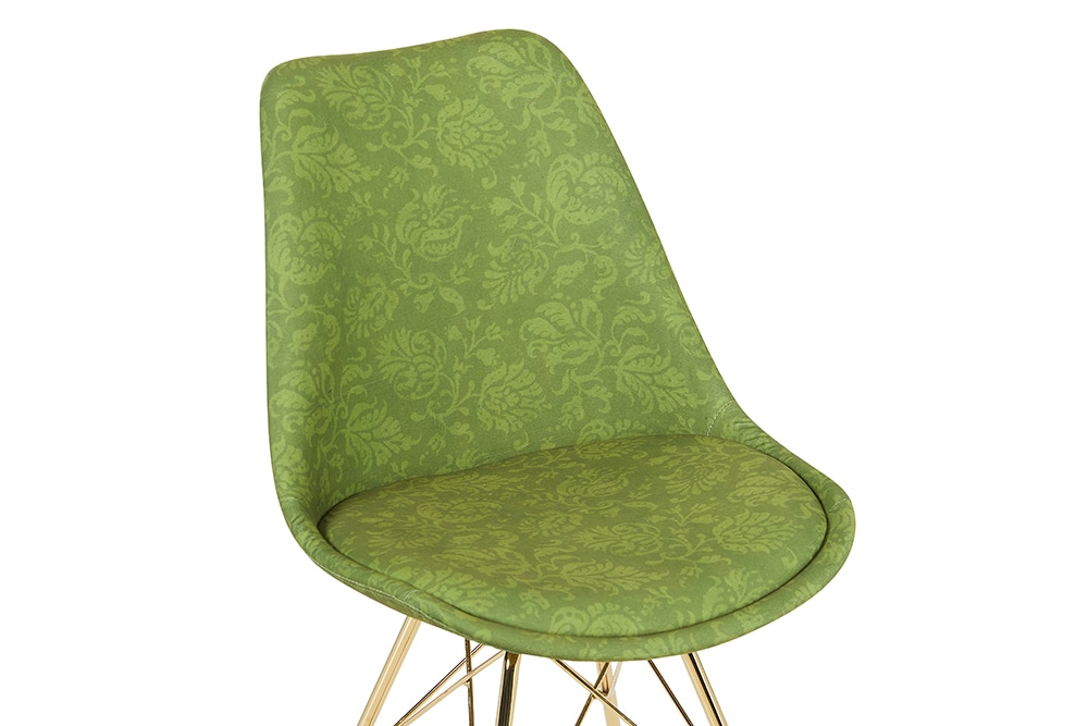 Design Stuhl SCANDINAVIA MEISTERSTÜCK grün Chenille gold Metall
