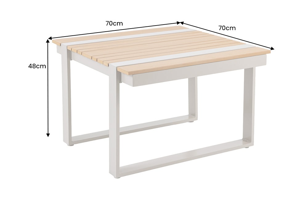 Gartentisch TAMPA LOUNGE 70cm natur greige Aluminium wetterfest Outdoor Balkontisch