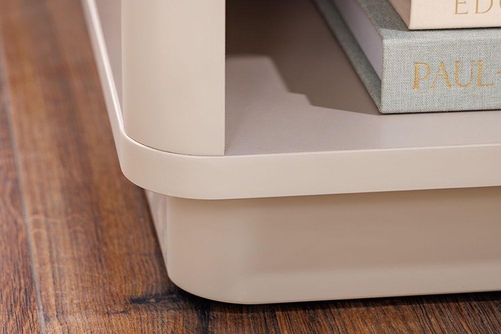 Design Nachtschrank LIV 55cm cashmere weiß mit Schublade und offenem Fach