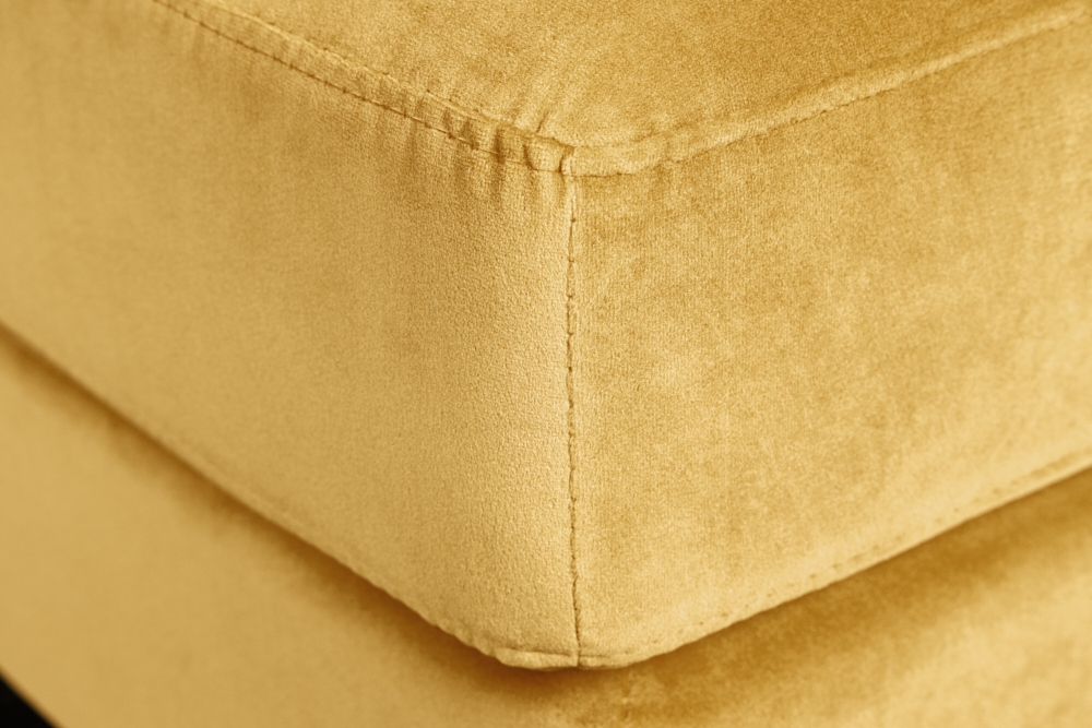 Design Hocker COZY VELVET 80cm senfgelb gold Samt Metallfüße