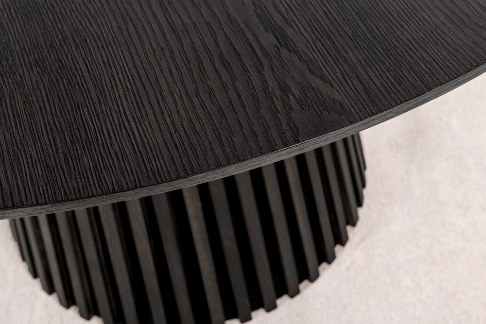 Runder Esstisch VALHALLA WOOD 140cm schwarz Eichenholz Säulenfuß