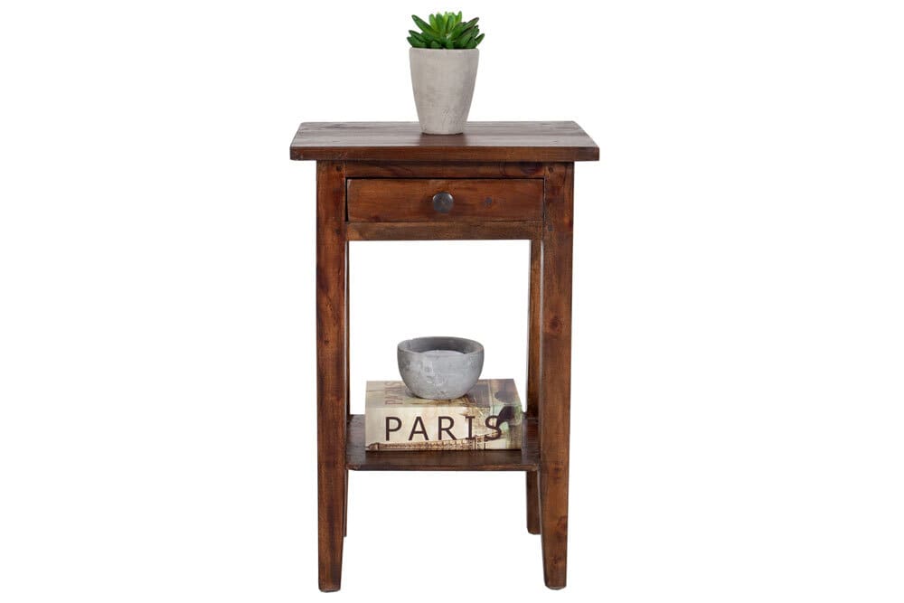 Massiver Beistelltisch HEMINGWAY 55cm coffee Mahagoniholz Shabby Chic Telefontisch