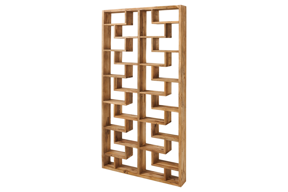 Massivholz Bücherregal JAVA 200cm natur Teakholz Standregal Raumtrenner recycelt