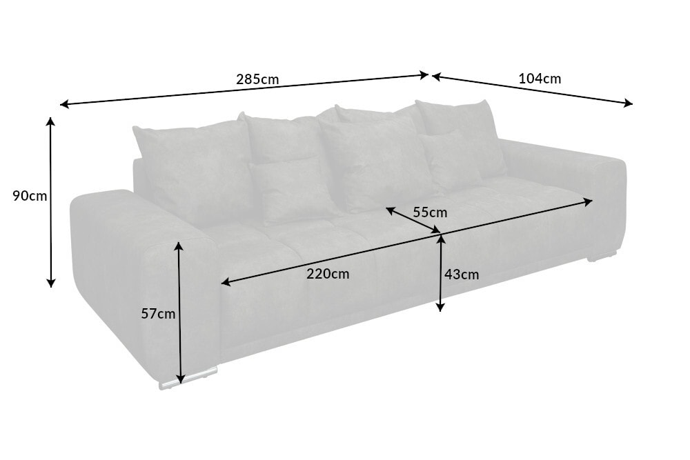 Big Sofa ELEGANCIA 285cm grau Microfaser XXL Couch inkl. Kissen Federkern