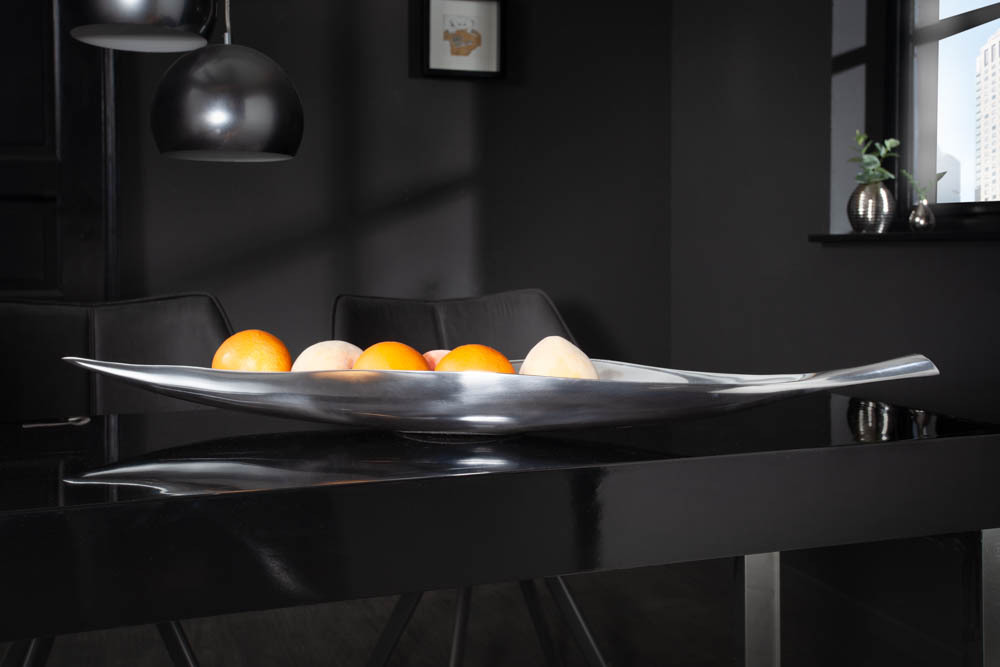 Deko Schale SILVER LEAF 80cm silber Aluminium handmade