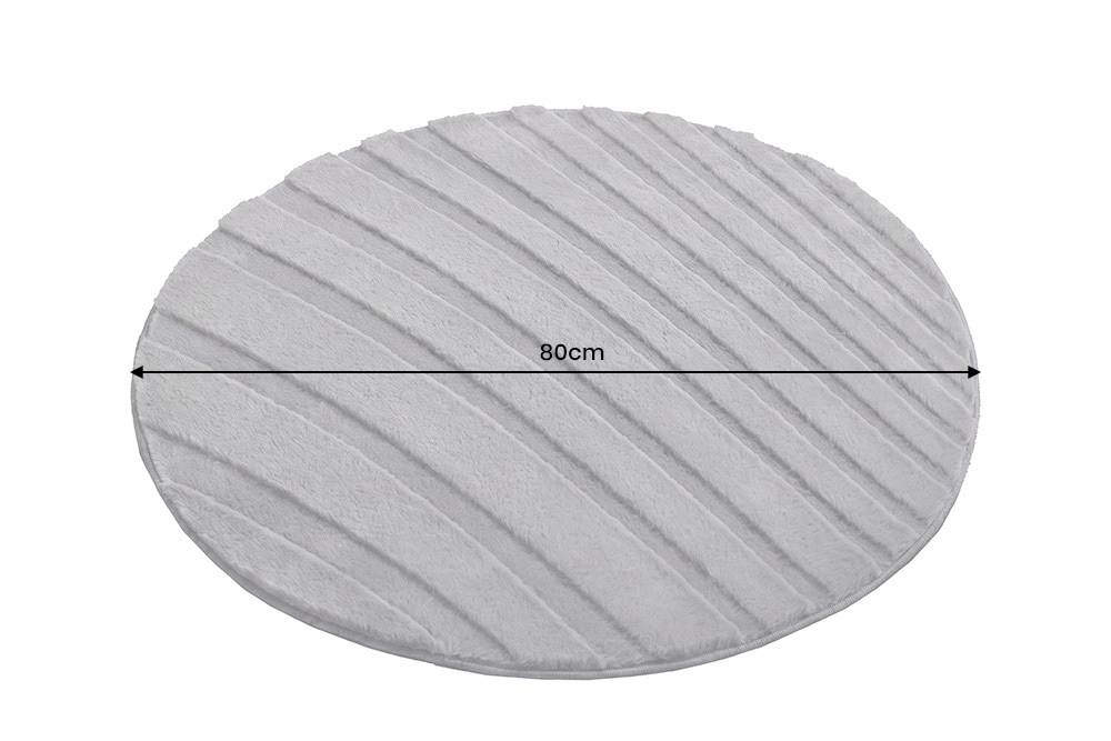 Runder Teppich WAVE 80cm anthrazit 3D strukturierter Kurzflor Indoor Hoch-Tief-Effekt