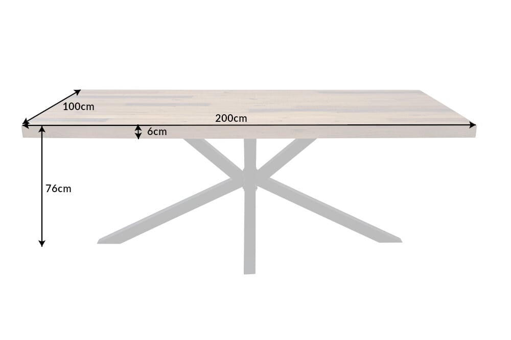 Massivholz Esstisch GALAXIE 200cm vintage braun Pinie recycelt Industrial Design