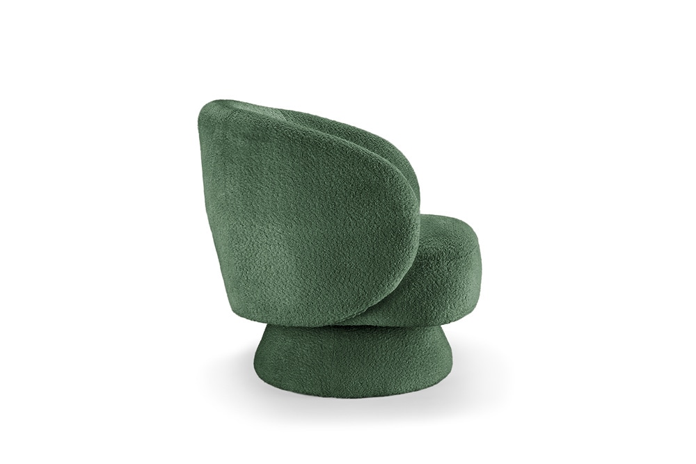 Drehbarer Design Sessel BOSSA NOVA 80cm moosgrün Bouclé