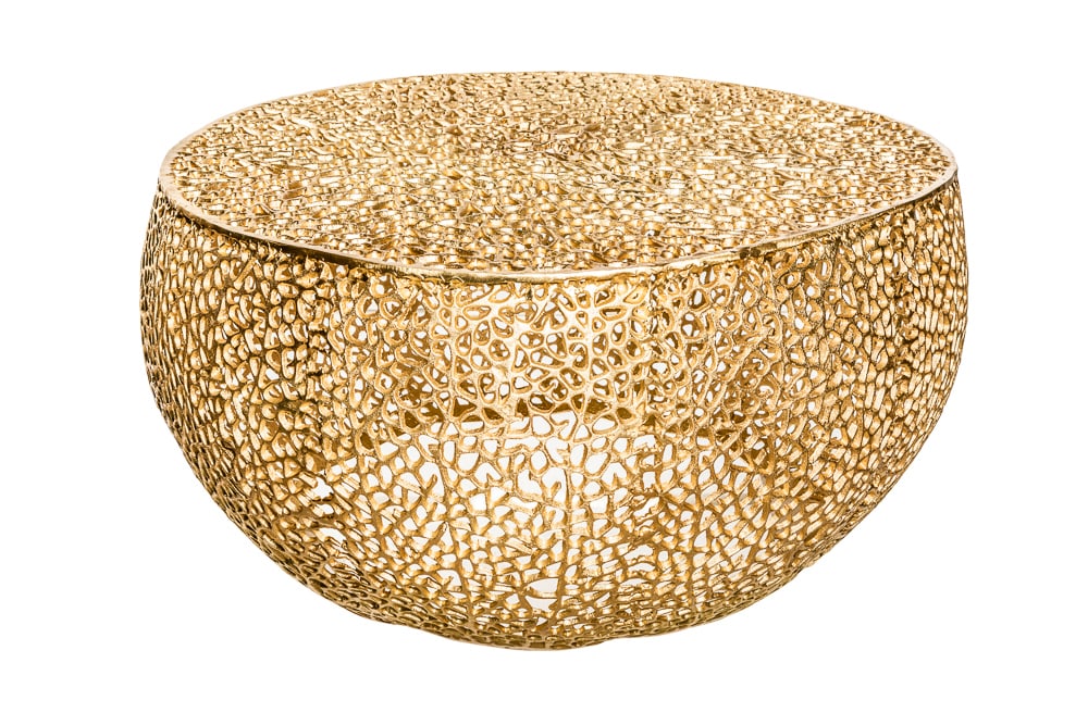 Filigraner Design Couchtisch ABSTRACT LEAF 80cm gold Handarbeit