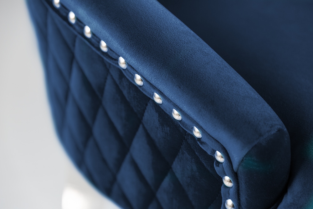 Barock Stuhl CASTLE DELUXE royalblau Samt Löwenkopf Chesterfield Design Esszimmerstuhl Nieten