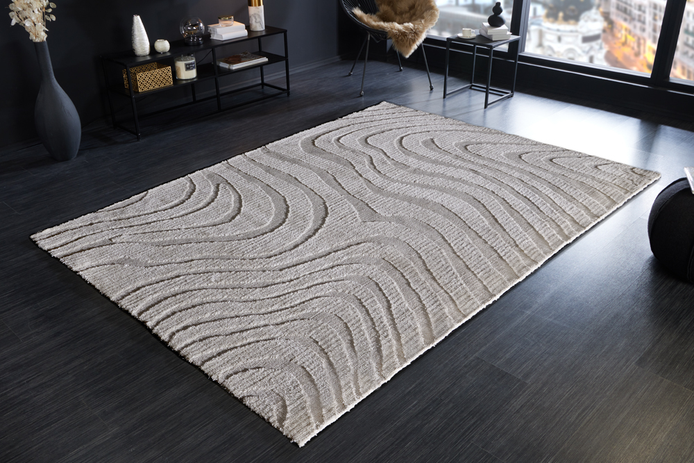 Design Teppich WAVE 240x170cm grau 3D-Effekt