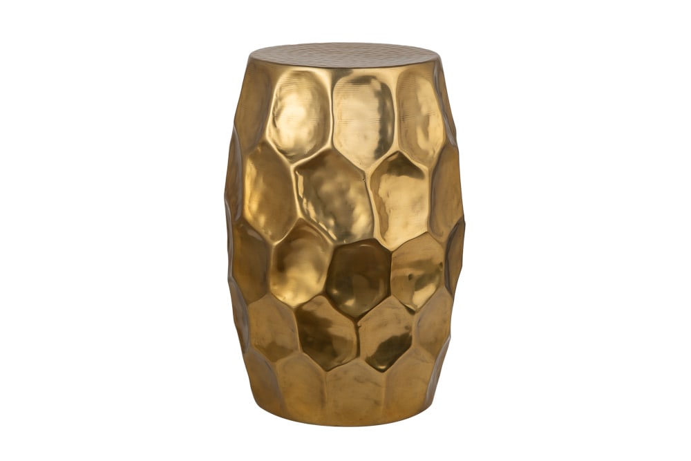 Handgefertigter Beistelltisch ORGANIC ORIENT 50cm gold Metall Hammerschlag Design rund