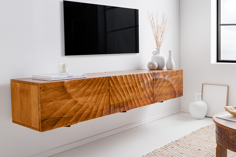 Massivholz TV-Bank SCORPION 160cm braun Mango Lowboard Hängeschrank