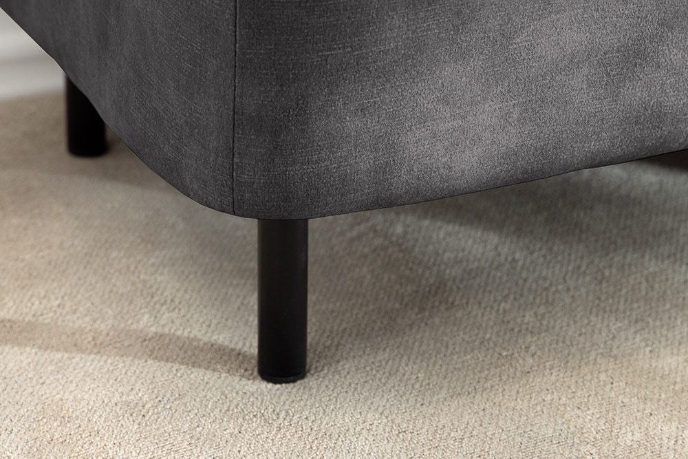 Extravagante Polsterbank EN VOGUE 120cm grau Samt mit Stauraum schwarze Metallbeine