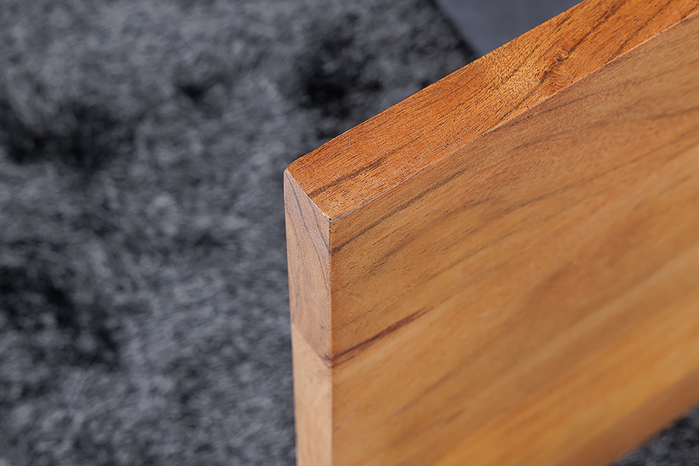 Massivholz Highboard GRAND ACACIA 120cm braun Akazie mit LED-Beleuchtung Baumkante