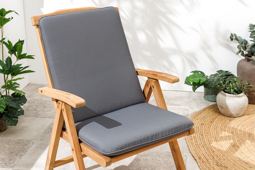 Outdoor Sitzkissen COMFORT LINE 50x100cm anthrazit für Niedriglehner-Stuhl Polsterauflage