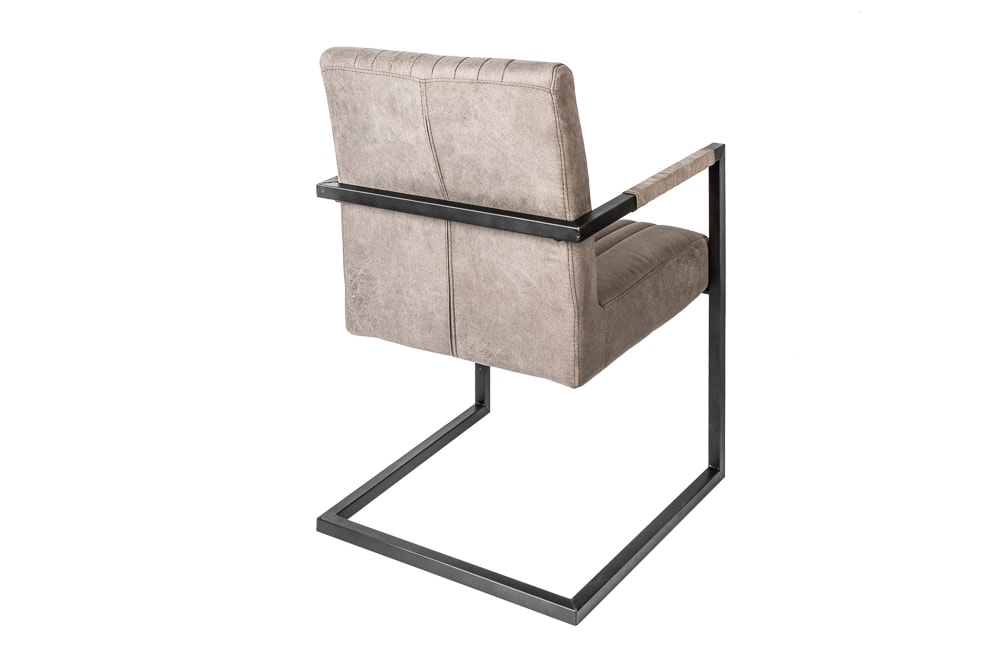 Moderner Freischwinger Armlehnenstuhl BIG ASTON taupe Taschenfederkern Eisengestell