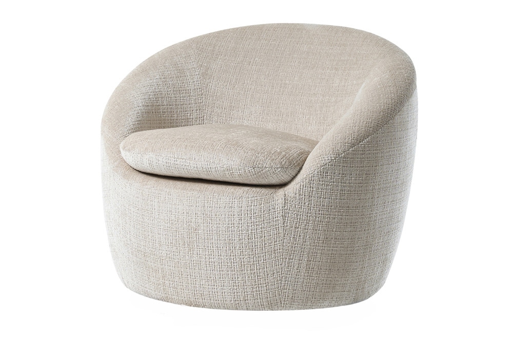 Drehbarer Design Sessel ALPINE beige Chenille Cremona 360° mit Armlehnen