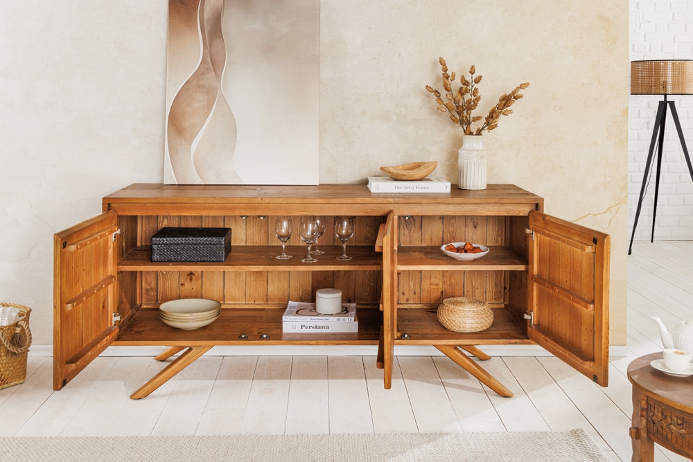 Massives Sideboard FINCA 150cm vintage braun recyceltes Pinienholz