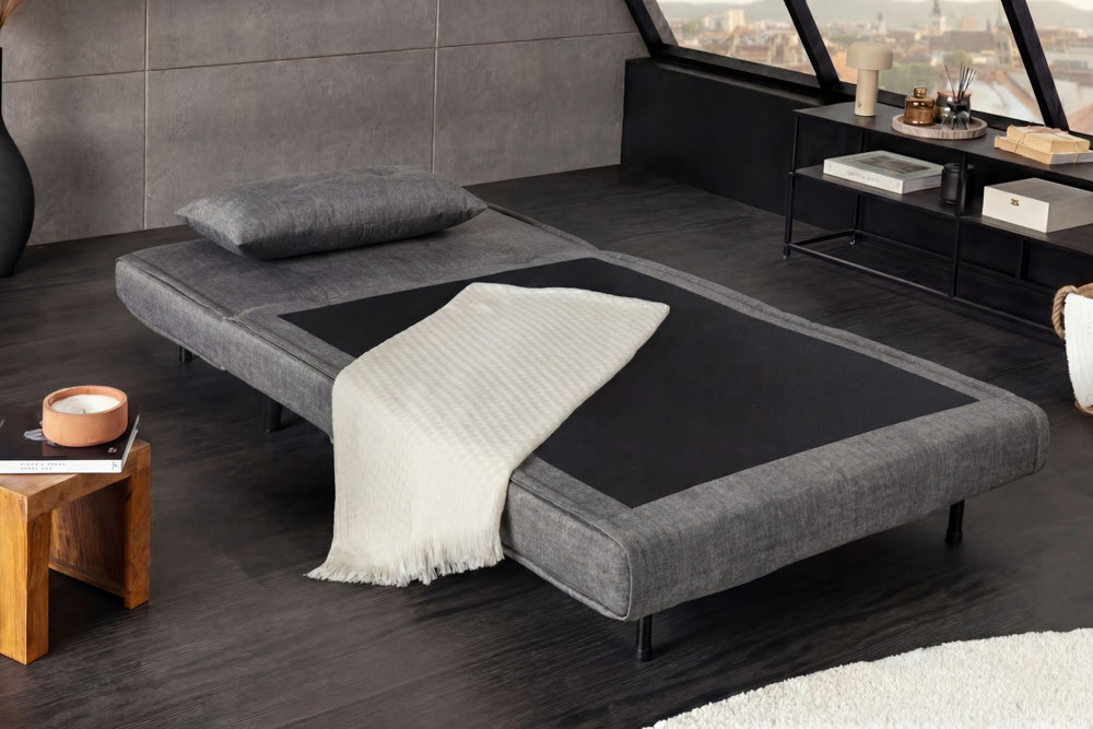 Schlafsessel SMART MULTIFUNCTION 100cm grau Vogue Seiden Samtstoff